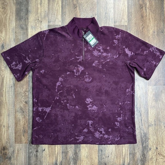 NWT Under Armour Journey Terry‎ 1/4 Zip Men’s Large Purple Maroon Tie Dye $85 - Picture 4 of 9